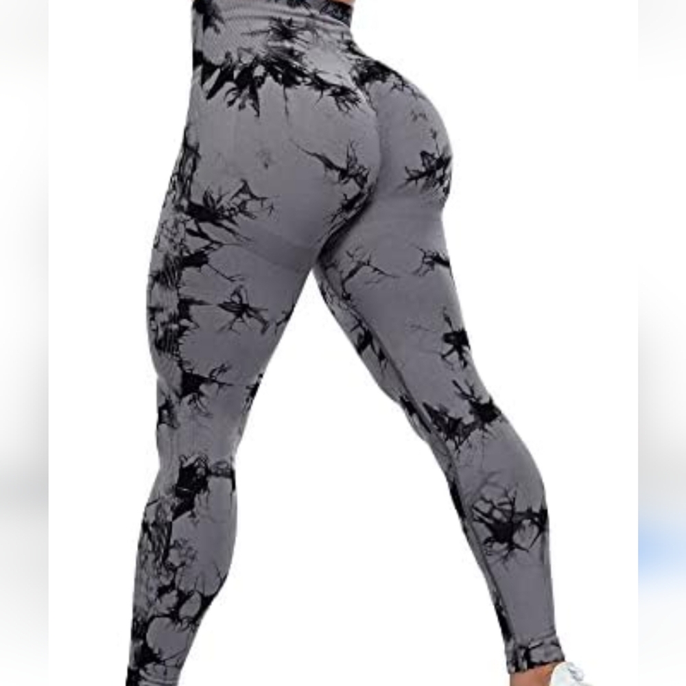 Limitless Fit Wear Women's Gray and Black Tie-Dye Leggings